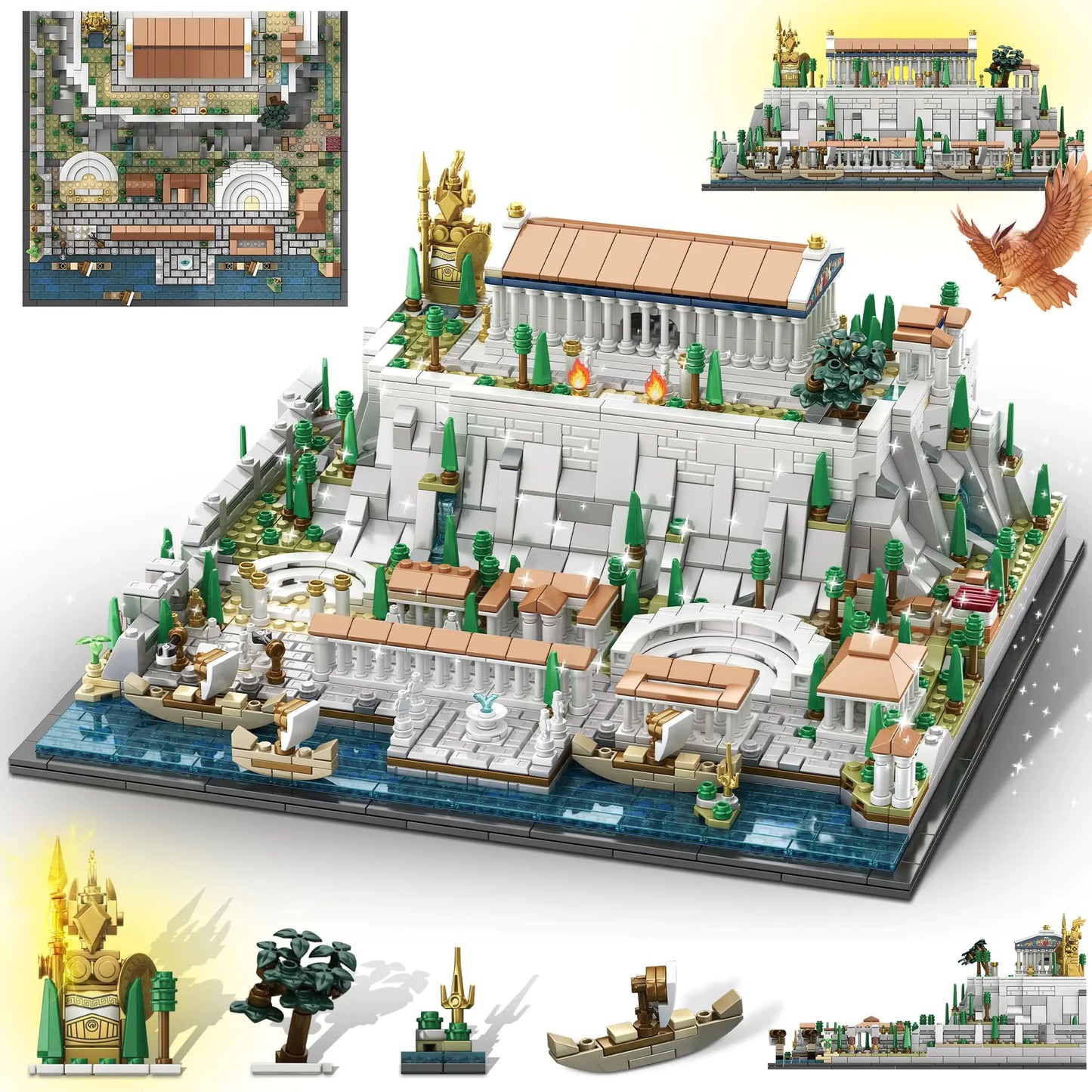 Husalari Architecture Acropolis Castle Famous Landmark Architecture Athenian Acropolis Building Block Sets Collectible Exhibition Architecture Model for Children and Adults