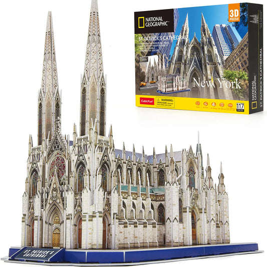 CubicFun 3D Puzzles for Adults St. Patricks Cathedral Model Kits New York Architecture Puzzles for Adults Building Toys for Kids Ages 8+ 117 Pieces with Booklet Easter Gifts Valentines Day Gift
