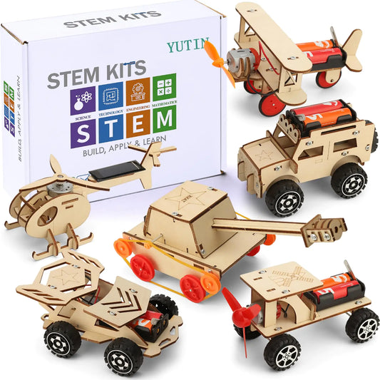 STEM Kits for Kids Age 8-10 10-12 6 Set Science Kits for Kids Age 8-12 5-7 Wood Building Projects Crafts Model Car Kits Wooden 3D Puzzles STEM Toys for Boys 7 8 9 10 12 13 Year Old Birthday Gifts
